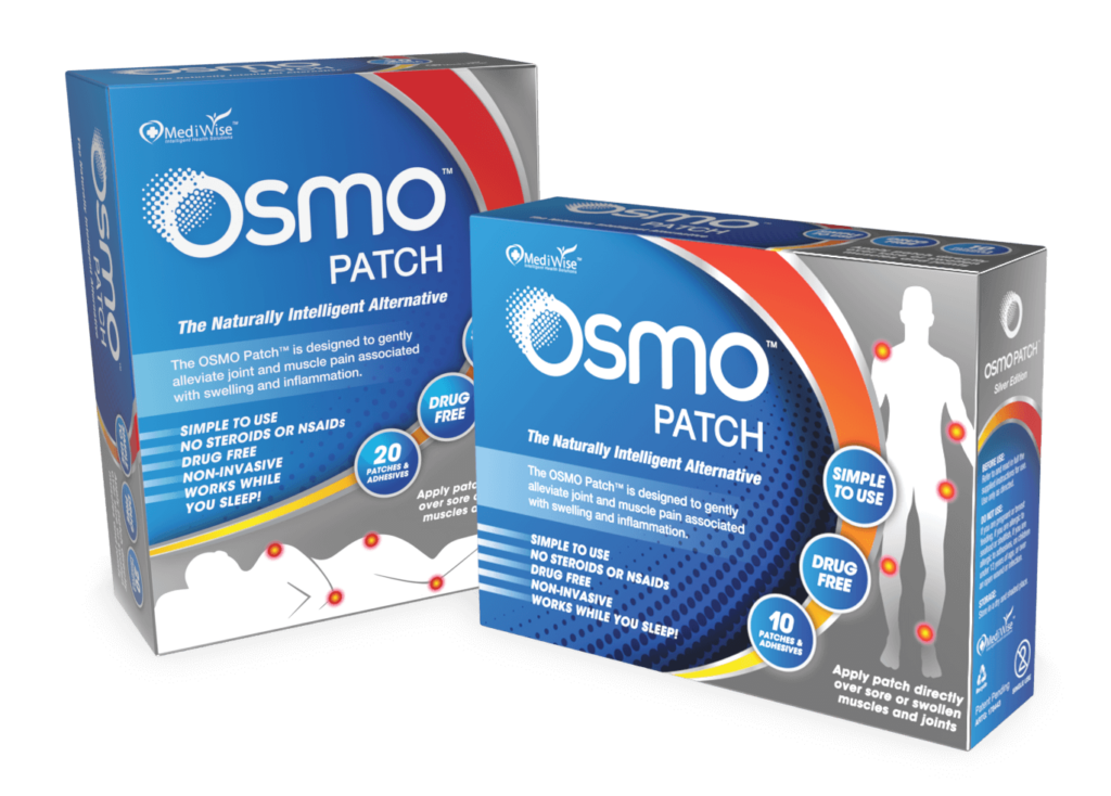 Product boxes for the OSMO Patch, both a 10 pack and a 20 pack.